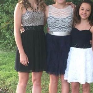 Navy and white homecoming dress
